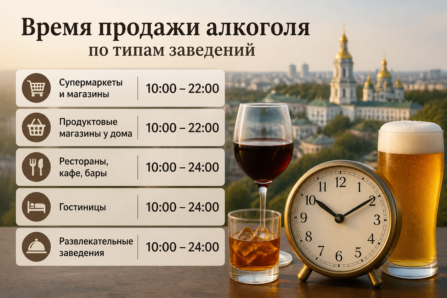 Время продажи алкоголя по типам заведений