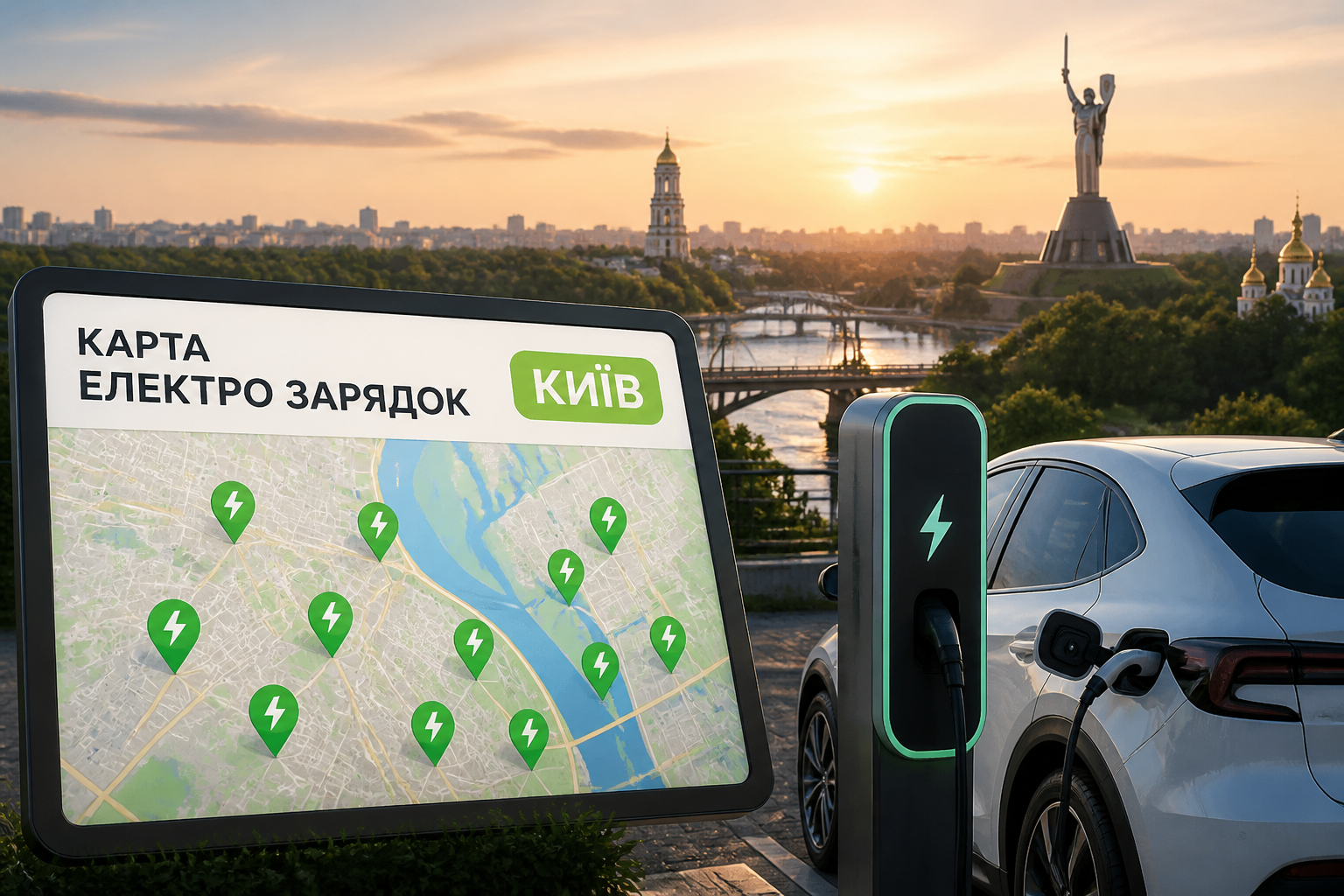 карта электро зарядок Киев