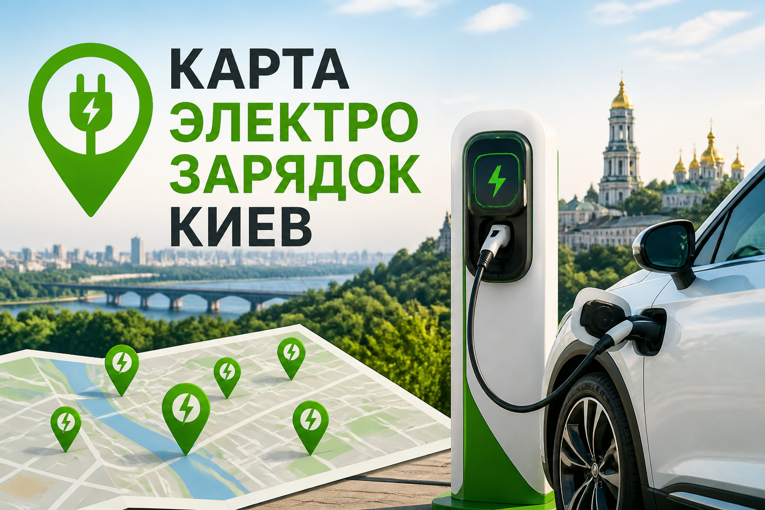Карта электрозарядок Киева 2026: где зарядить авто